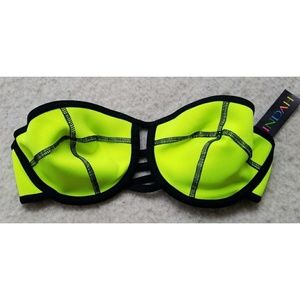 (NEW) Indah Neon Yellow Matador Bandeau Bikini Top Size Medium